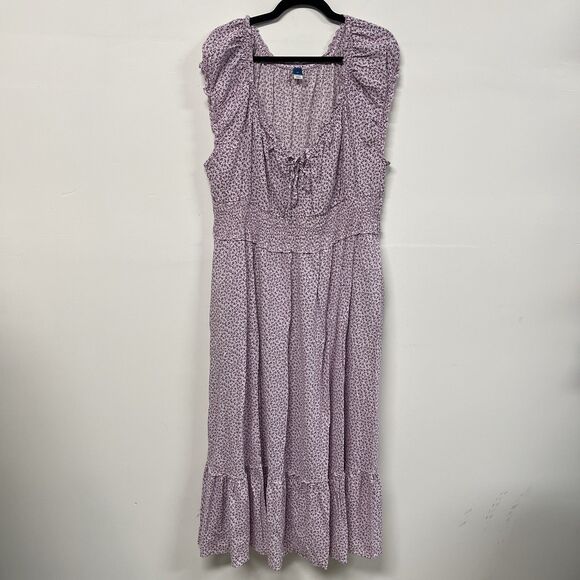 Old Navy Womens Purple Floral Maxi Dress XL Tiered Romantic Cottagecore Boho - Picture 1 of 12